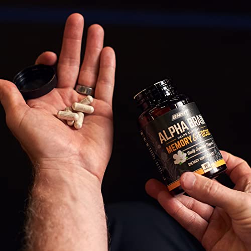 ONNIT Alpha Brain Premium Nootropic Brain Supplement, 90 Count, for Men & Women - Caffeine-Free Focus Capsules for Concentration, Brain & Memory Support - Brain Booster Cat's Claw, Bacopa, Oat Straw