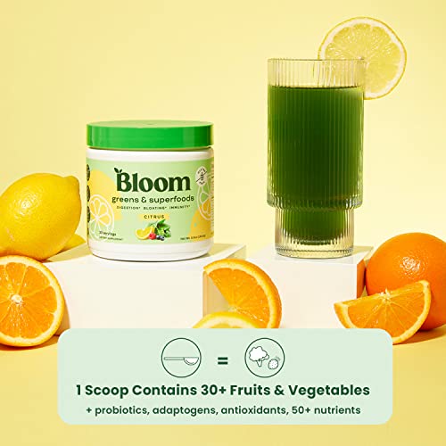Bloom Nutrition Super Greens Powder Smoothie & Juice Mix - Probiotics for Digestive Health & Bloating Relief for Women, Digestive Enzymes with Superfoods Spirulina & Chlorella for Gut Health (Citrus)