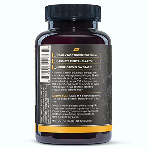 ONNIT Alpha Brain Premium Nootropic Brain Supplement, 90 Count, for Men & Women - Caffeine-Free Focus Capsules for Concentration, Brain & Memory Support - Brain Booster Cat's Claw, Bacopa, Oat Straw
