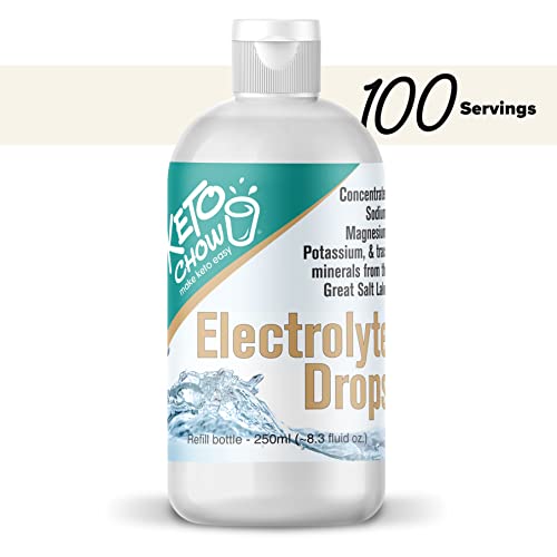 Keto Chow Electrolytes | Electrolyte Hydration Drops Supplement | Sodium, Magnesium, Potassium & Trace Minerals | Unflavored Drink Mix Perfect for Keto Diet and Intermittent Fasting | Sugar Free