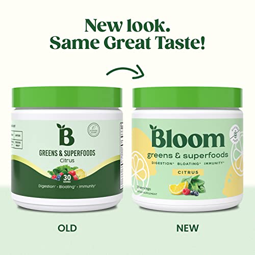 Bloom Nutrition Super Greens Powder Smoothie & Juice Mix - Probiotics for Digestive Health & Bloating Relief for Women, Digestive Enzymes with Superfoods Spirulina & Chlorella for Gut Health (Citrus)