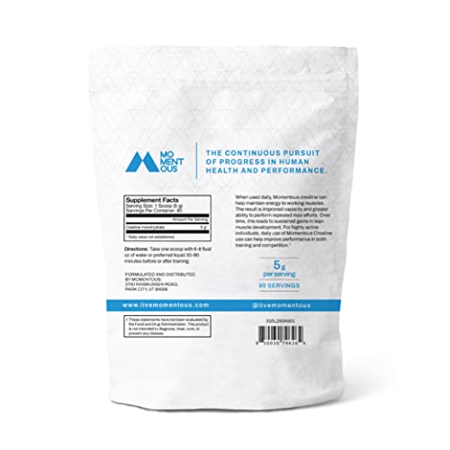 Momentous Creatine, Performance Creatine Monohydrate Powder, 90 Servings (5 Grams Per Serving)
