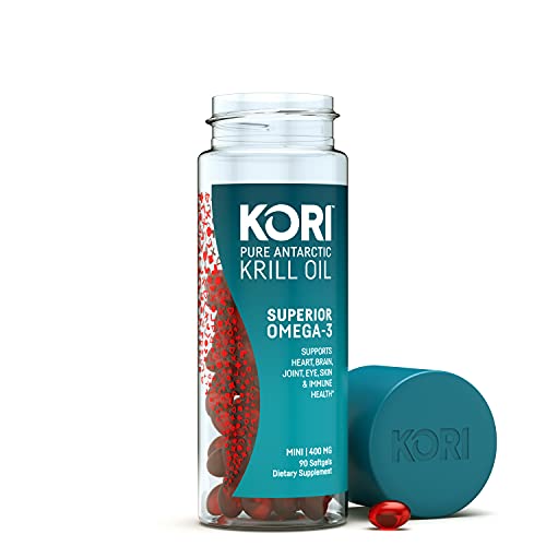 Kori Krill Oil Omega-3 400mg, 90 Softgels | Multi-Benefit Omega-3 Supplement | Superior Omega-3 Absorption vs Fish Oil and No Fishy Burps