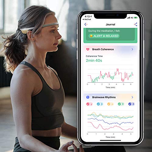Entertech Flowtime: Biosensing Meditation Headband - Meditation Tracker - Heart Rate and Brainwave Sensors to Measure Breath, HRV, Pressure, Focus and Calm States