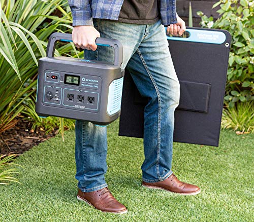 Geneverse 1002Wh (1x2) Solar Generator Bundle: 1X HomePower ONE Portable Power Station (3X 1000W AC Outlets) + 2X 100W Solar Panels. Quiet, Indoor-Safe Backup Battery Power Generator For Home Devices