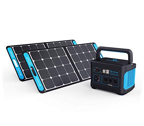 Geneverse 1002Wh (1x2) Solar Generator Bundle: 1X HomePower ONE Portable Power Station (3X 1000W AC Outlets) + 2X 100W Solar Panels. Quiet, Indoor-Safe Backup Battery Power Generator For Home Devices